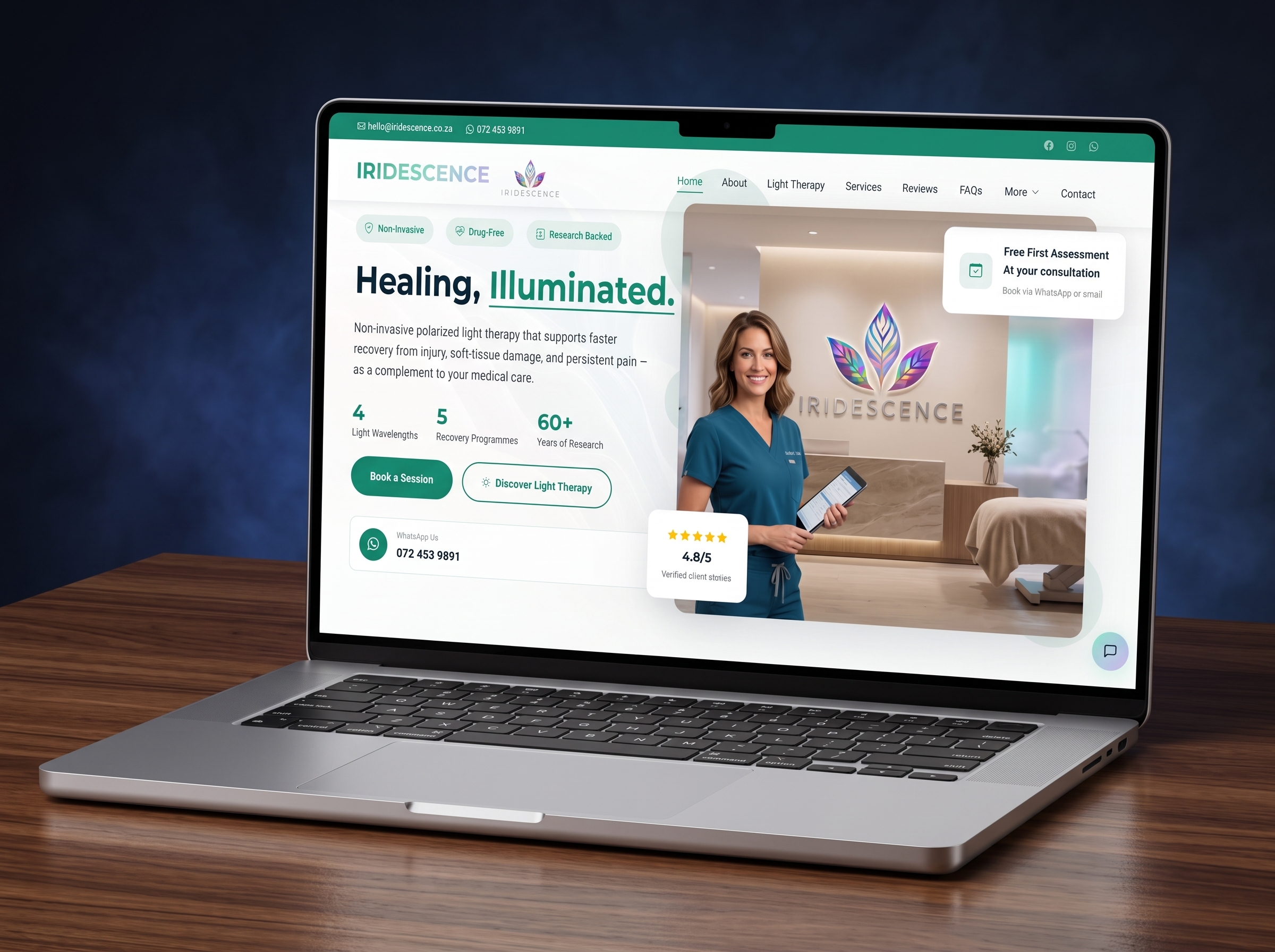 Custom website displayed on a laptop