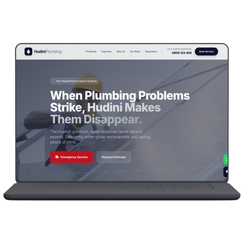 Hudini Plumbing website mockup