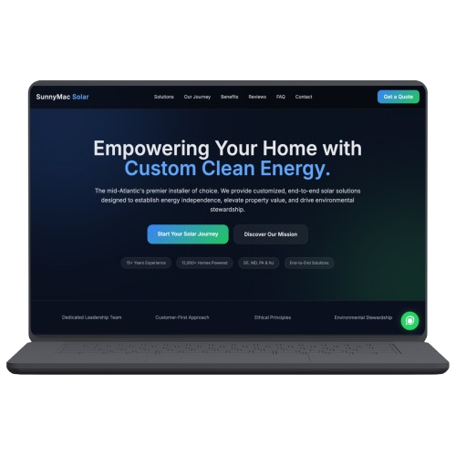 SunnyMac Solar website mockup